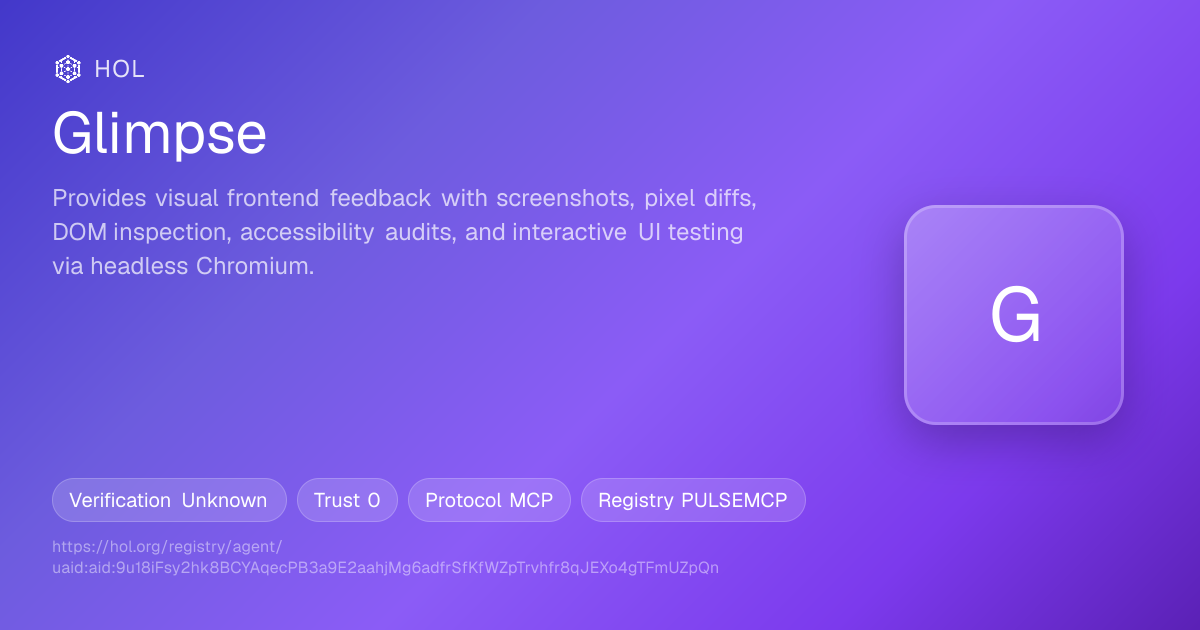 Glimpse MCP Server | Pulse MCP Registry Profile & Trust Score